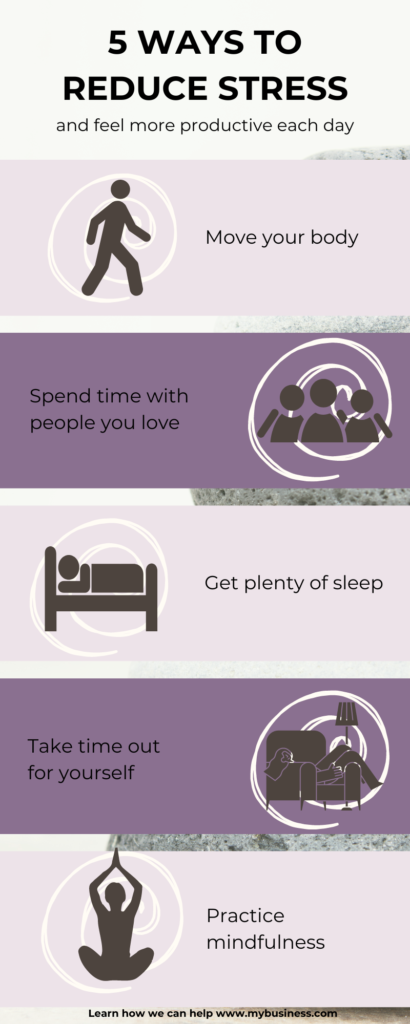 Five ways to reduce stress infographic 