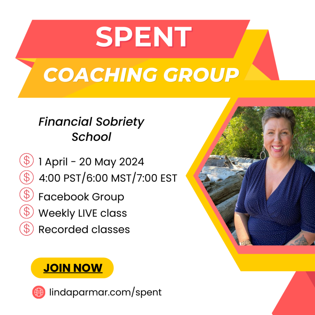 Spent Coaching Group advertisement for the Financial Sobriety School that Jen Hadden | Virtual Assistant created
